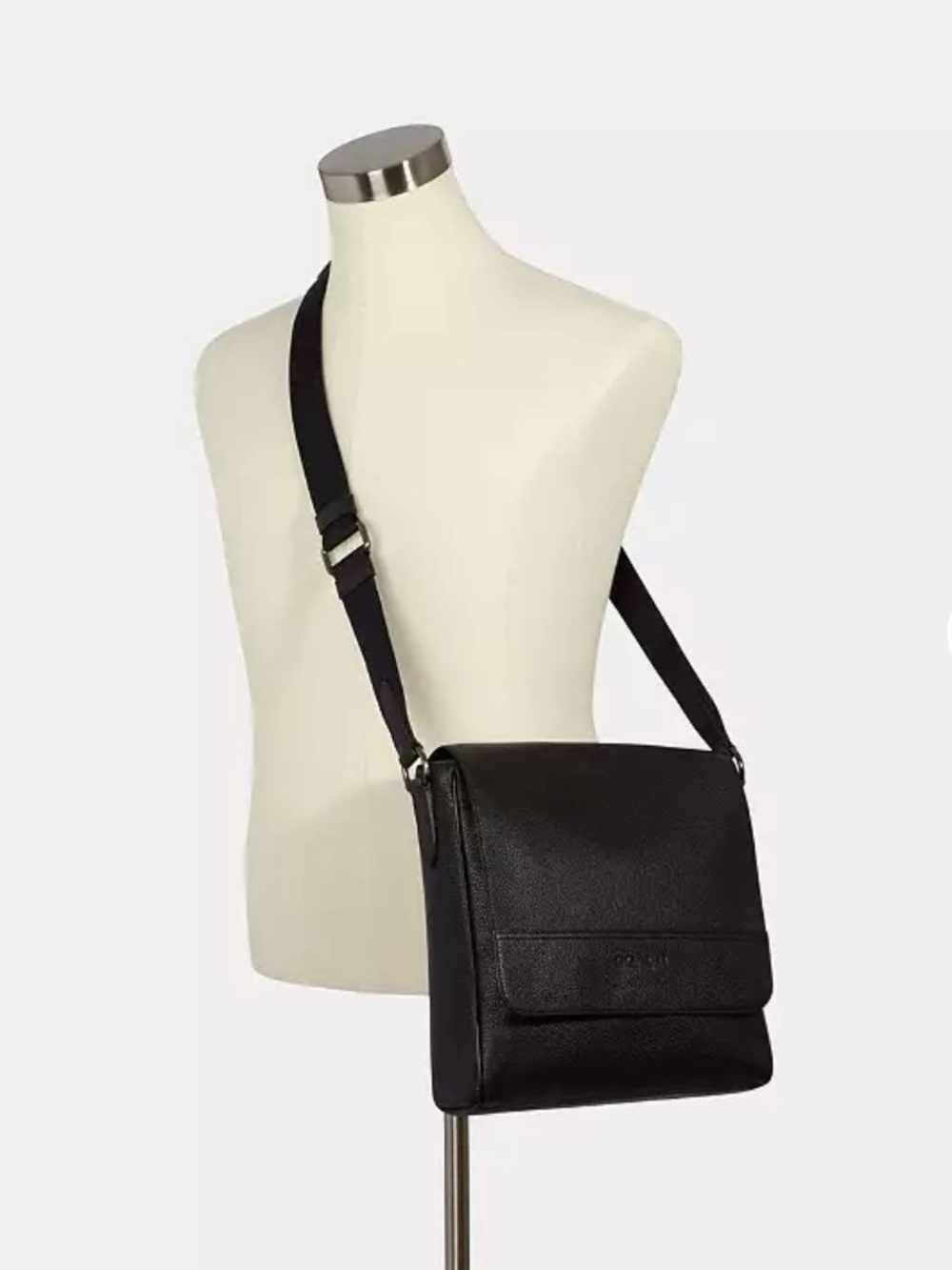 Coach Houston Map Black Leather Crossbody Messenger Bag NWT - Picture 4 of 12